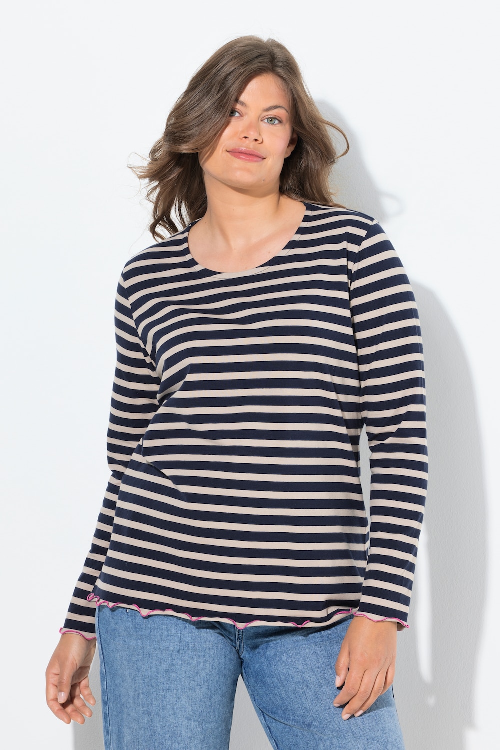 Große Größen Ringelshirt, Damen, blau, Größe: 56/58, Baumwolle, LAURASON von LAURASON