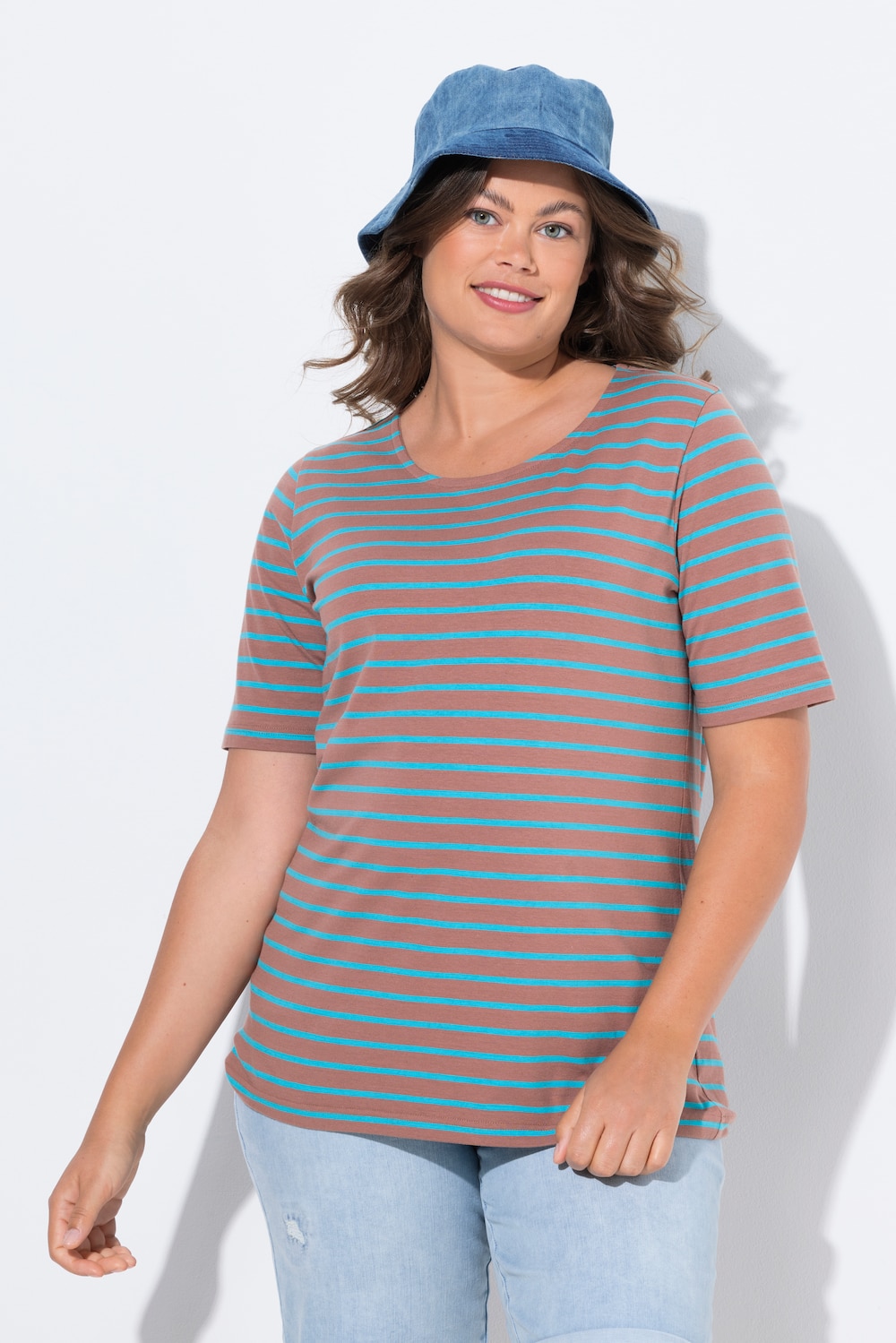 Große Größen Ringelshirt, Damen, braun, Größe: 48/50, Baumwolle/Polyester, LAURASON von LAURASON