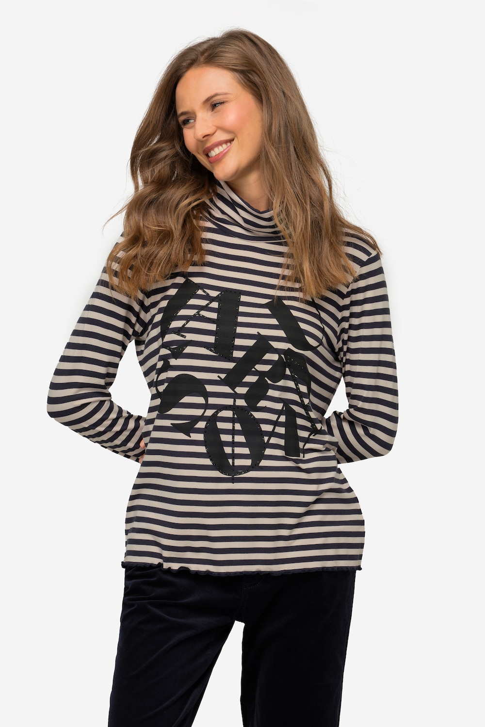 Große Größen Ringelshirt, Damen, grau, Größe: XL, Viskose, LAURASON von LAURASON