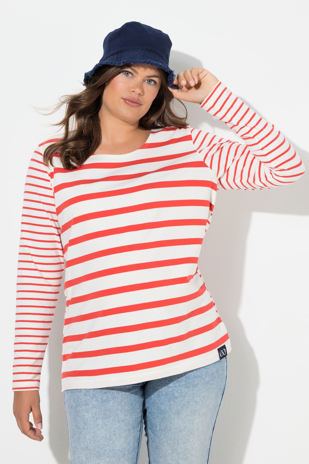 Große Größen Ringelshirt, Damen, rot, Größe: 56/58, Baumwolle, LAURASON von LAURASON