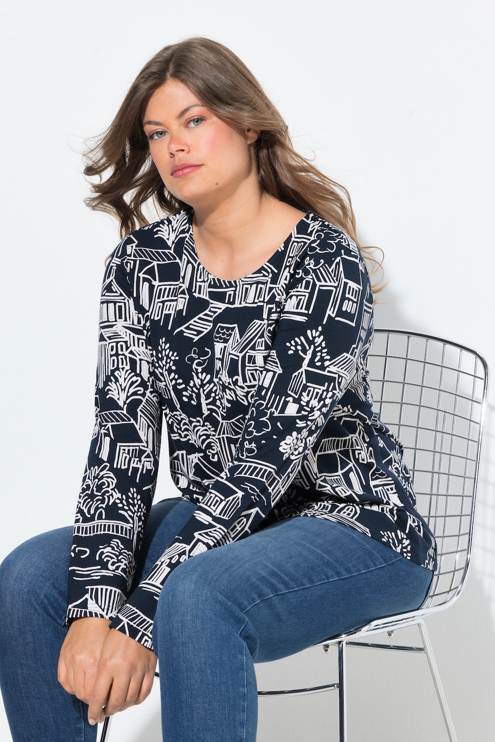 Große Größen Shirt, Damen, blau, Größe: 44/46, Baumwolle/Synthetische Fasern, LAURASON von LAURASON