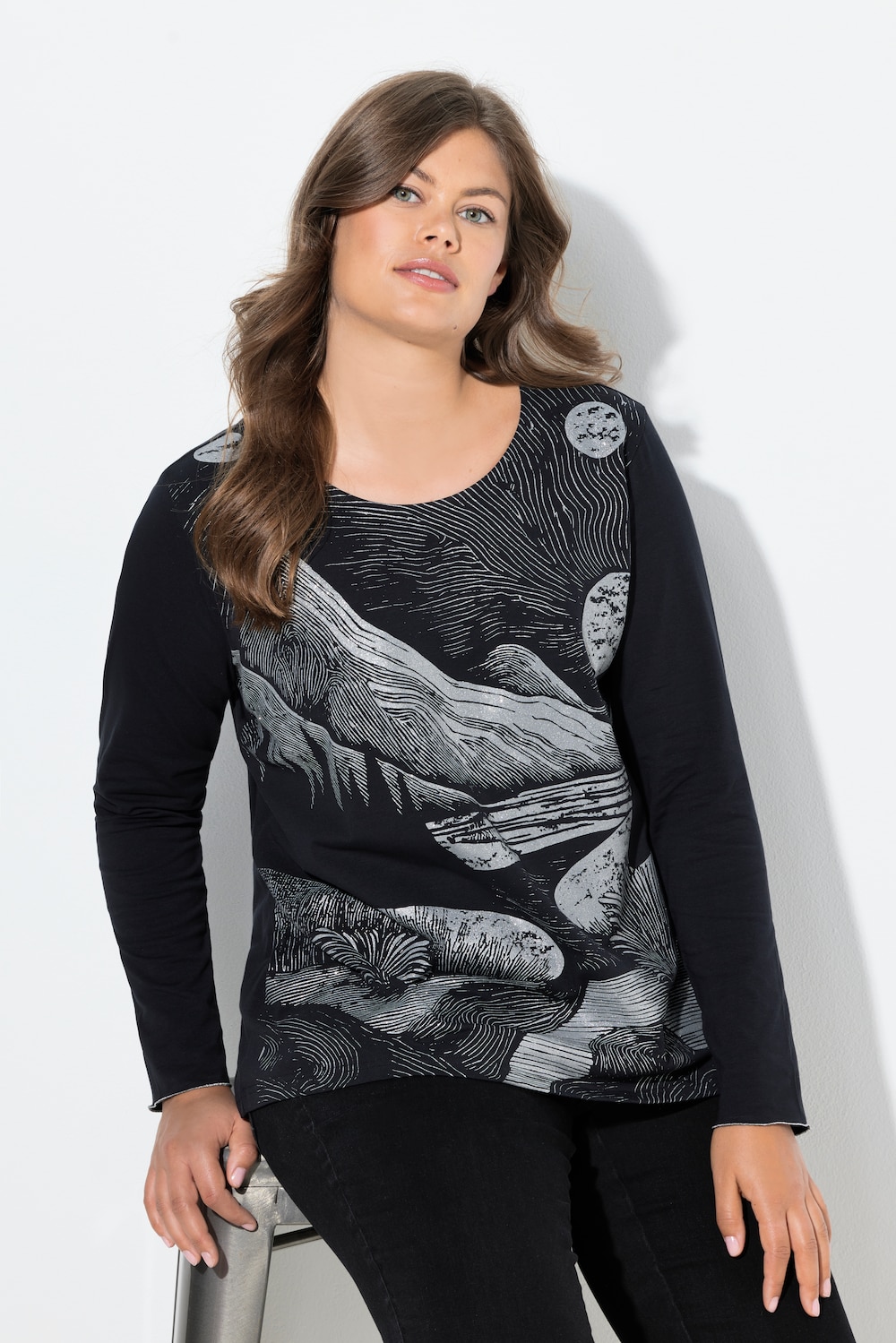 Große Größen Shirt, Damen, schwarz, Größe: 52/54, Baumwolle, LAURASON von LAURASON