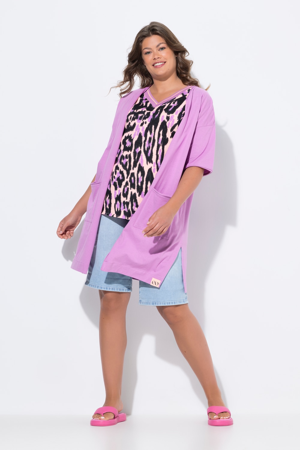 Große Größen Shirtjacke, Damen, rosa, Größe: 56/58, Baumwolle, LAURASON von LAURASON