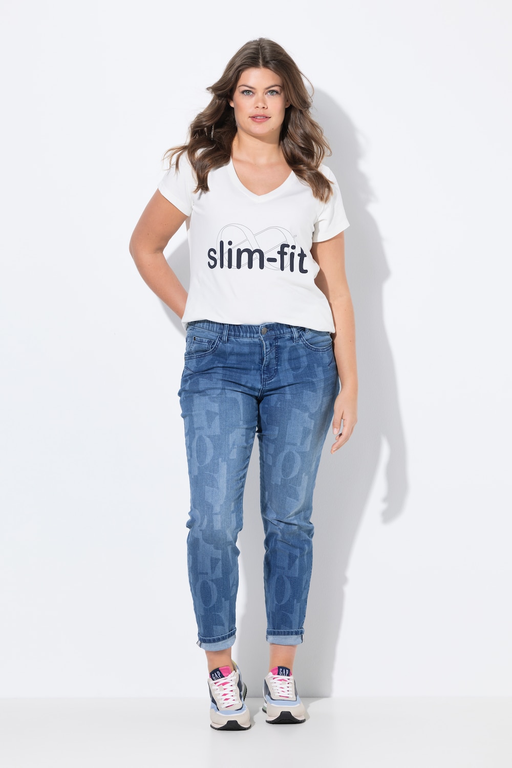 Große Größen Slim-Jeans, Damen, blau, Größe: 44, Baumwolle, LAURASON von LAURASON