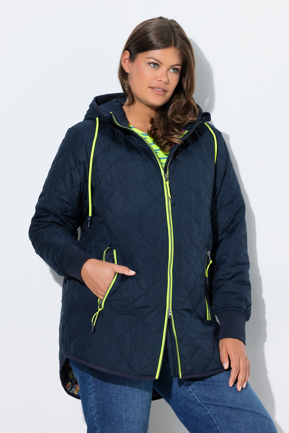 Große Größen Steppjacke mit Druckfutter, Damen, blau, Größe: 52/54, Polyester, LAURASON von LAURASON