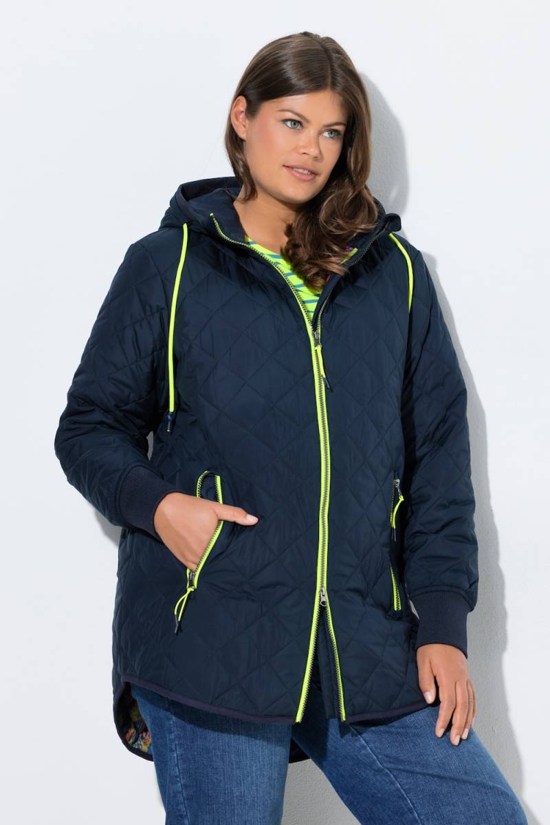 Große Größen Steppjacke mit Druckfutter, Damen, blau, Größe: 52/54, Polyester, LAURASON von LAURASON
