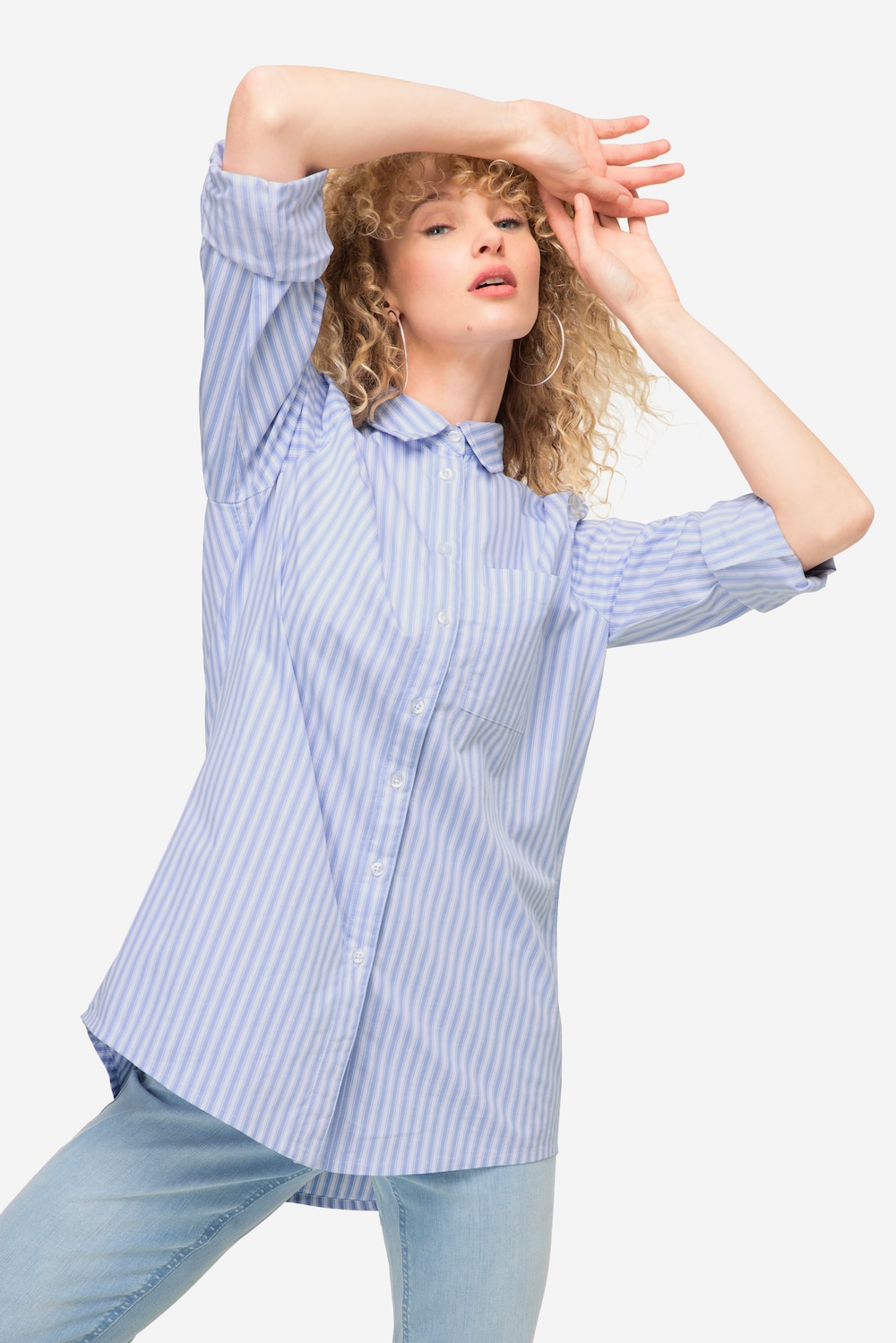 Große Größen Streifenbluse, Damen, weiß, Größe: XL, Baumwolle, LAURASON von LAURASON