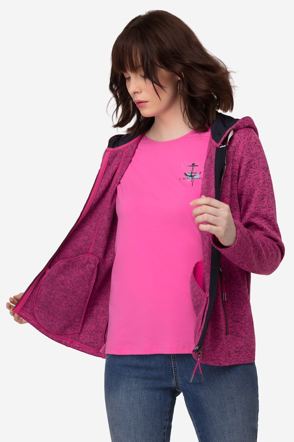 Große Größen Strickfleece-Jacke, Damen, rosa, Größe: XL, Polyester, LAURASON Große Größen Strickfleece-Jacke, Damen, rosa, Größe: XL, Polyester, LAURASON von LAURASON