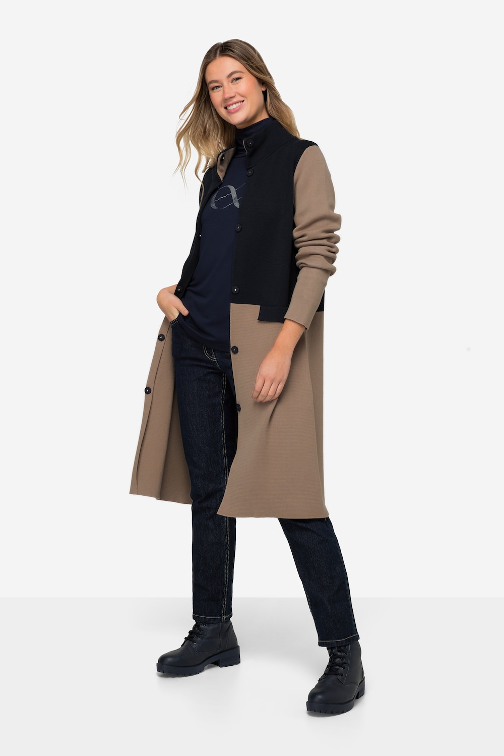 Große Größen Strickjacke, Damen, blau, Größe: M, Viskose/Baumwolle/Elasthan, LAURASON von LAURASON