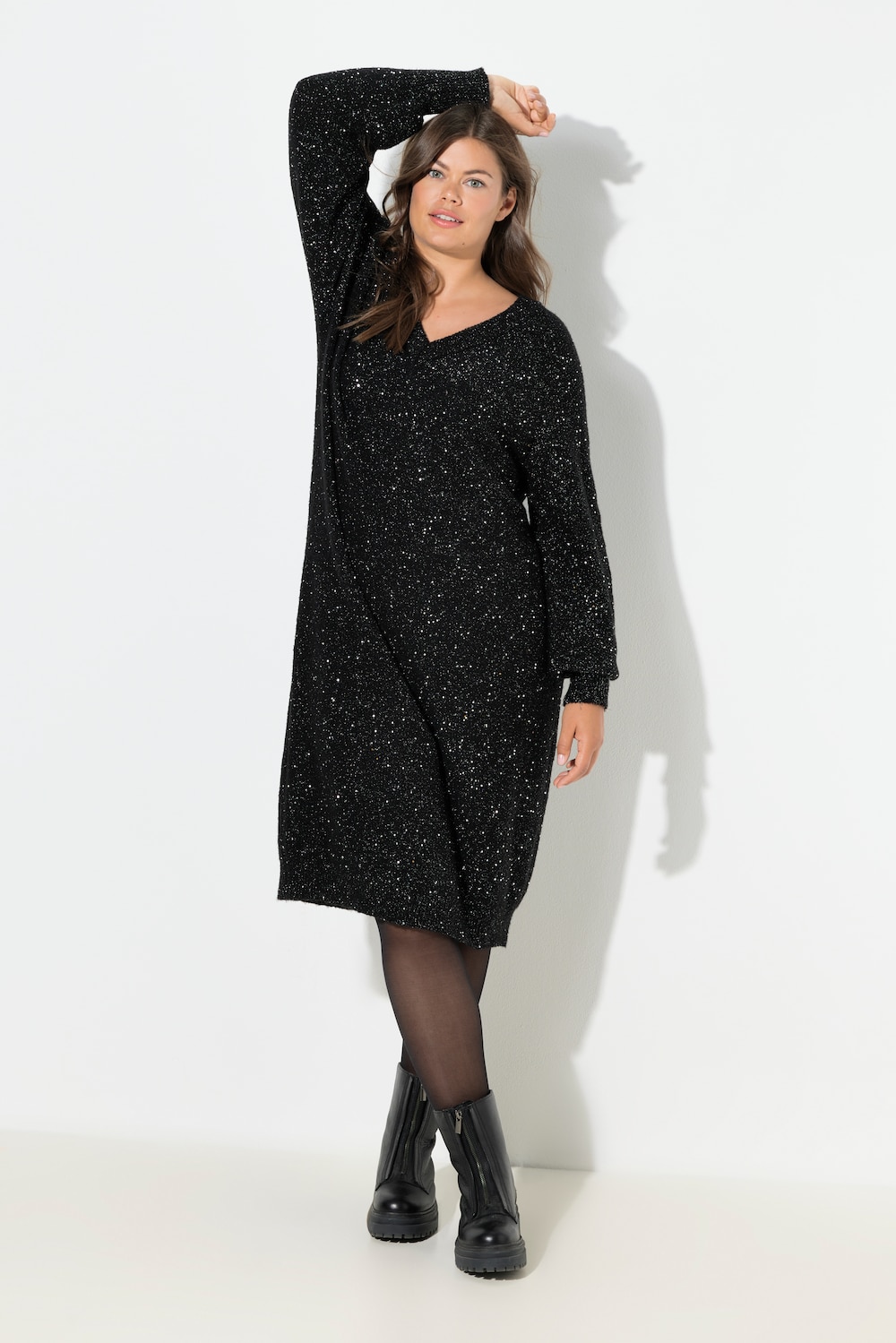 Große Größen Strickkleid, Damen, schwarz, Größe: 44/46, Synthetische Fasern, LAURASON von LAURASON