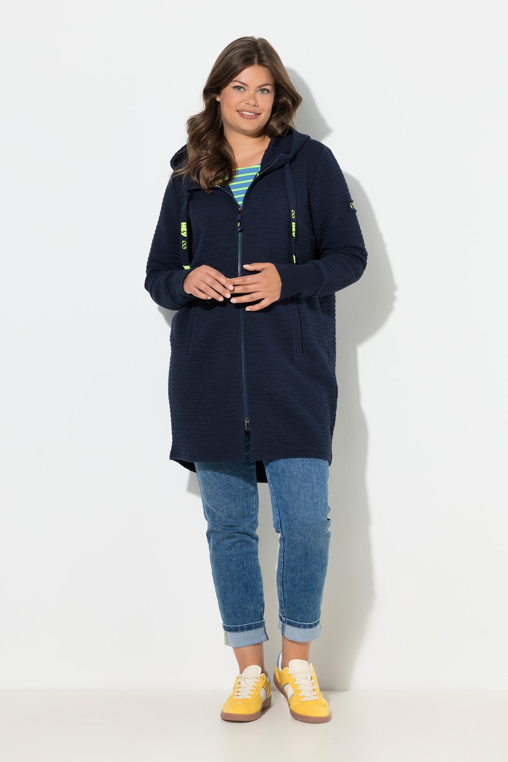 Große Größen Sweatjacke, Damen, blau, Größe: 40/42, Baumwolle, LAURASON von LAURASON