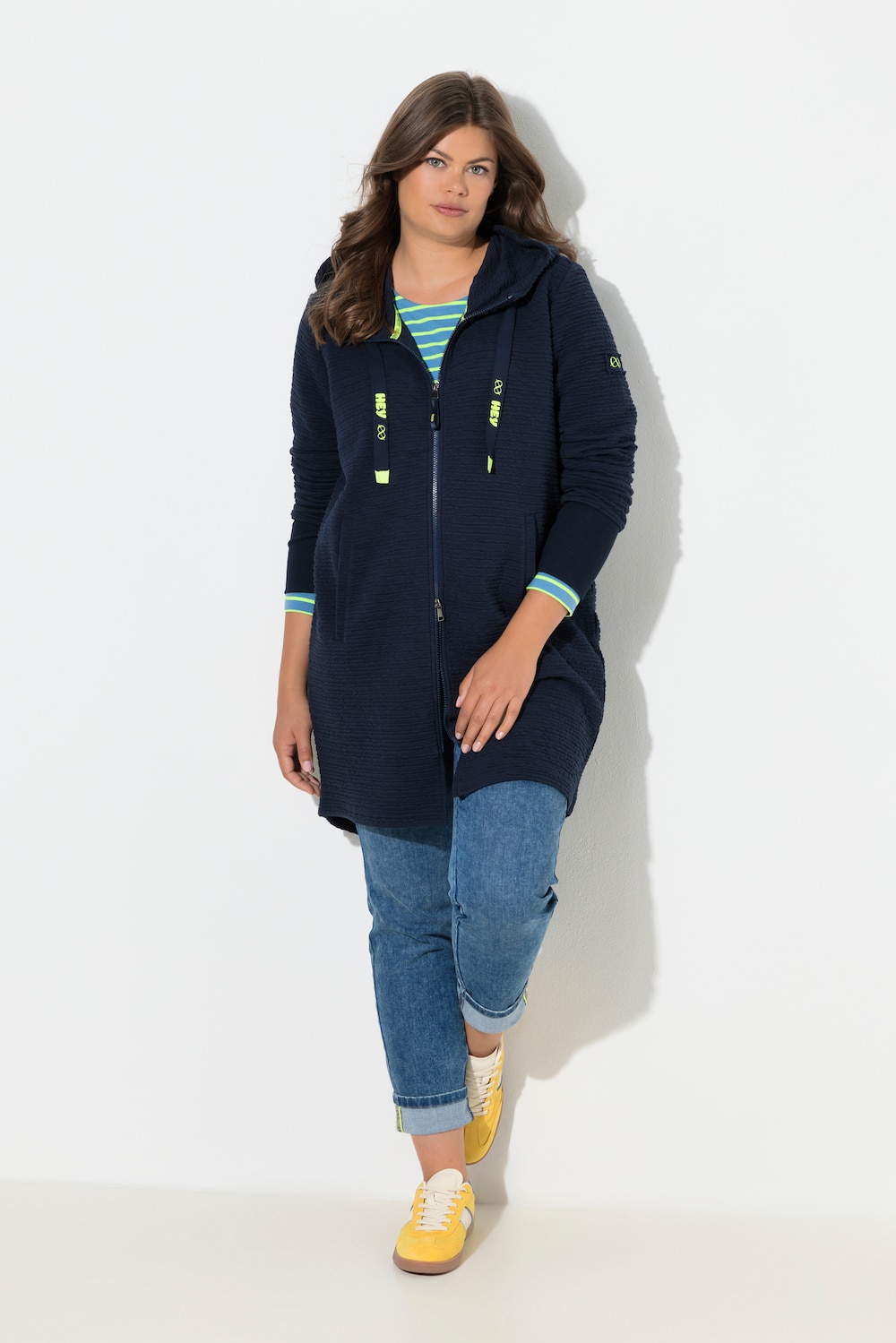 Große Größen Sweatjacke, Damen, blau, Größe: 44/46, Baumwolle, LAURASON von LAURASON