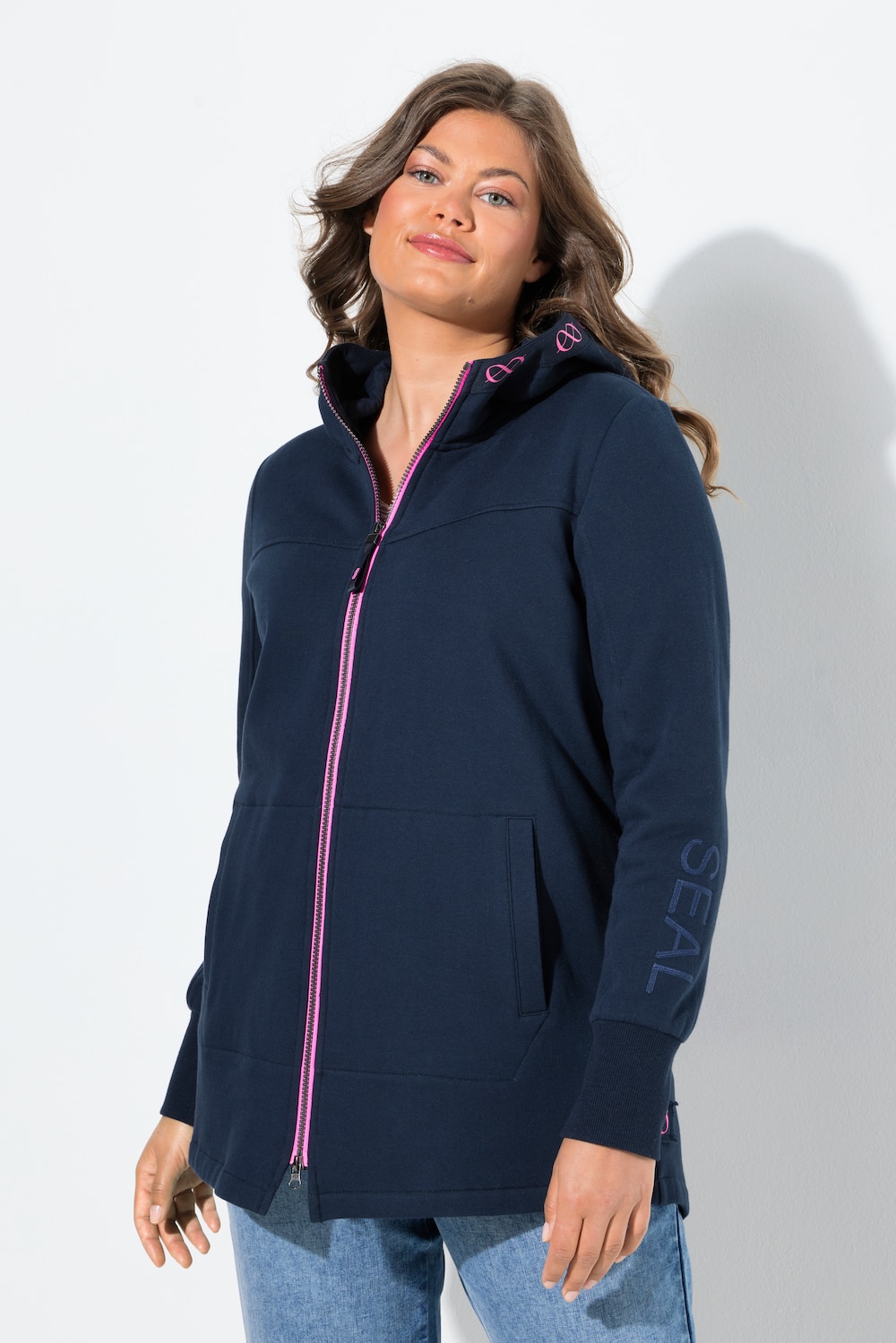 Große Größen Sweatjacke, Damen, blau, Größe: 48/50, Baumwolle/Polyester, LAURASON von LAURASON