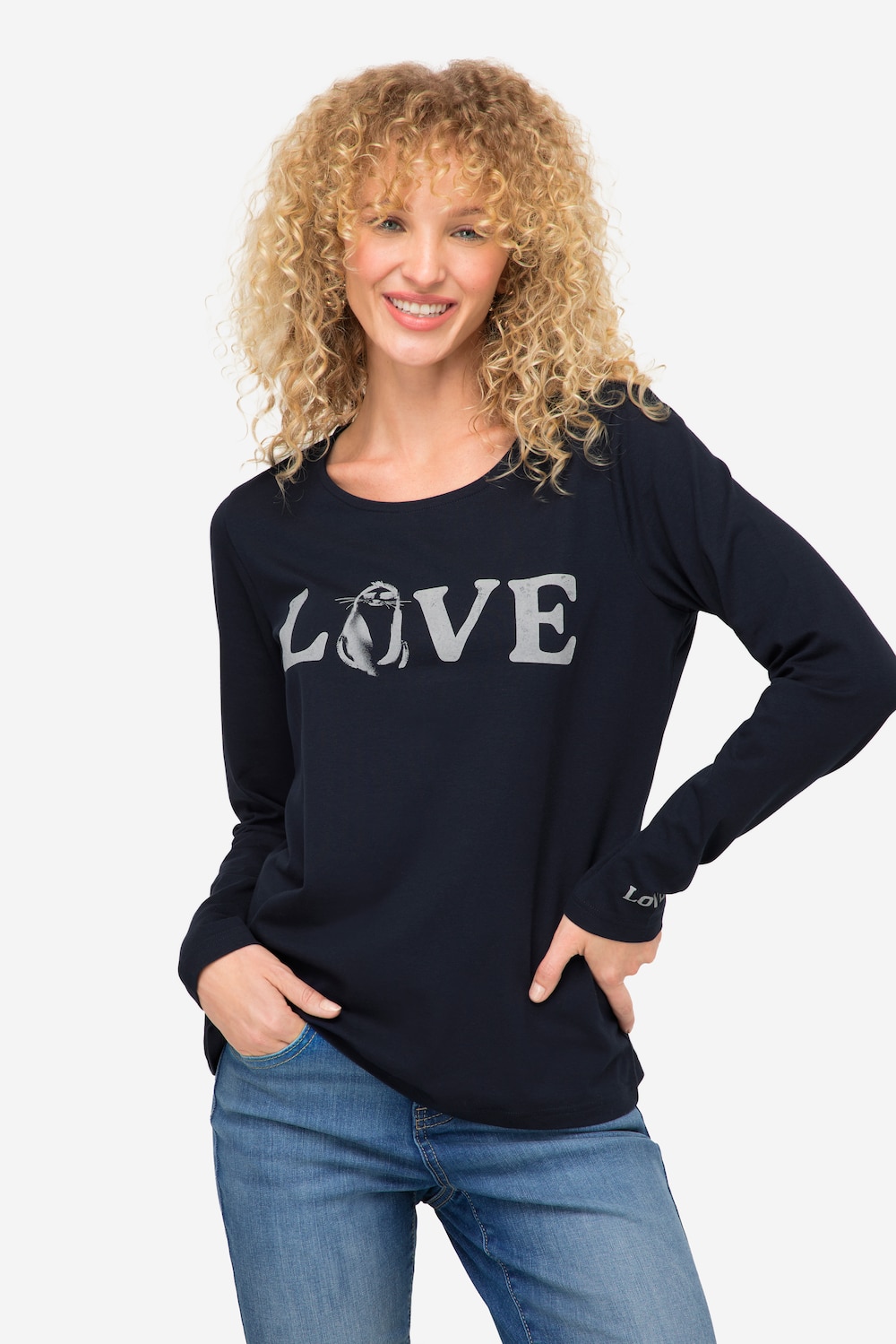 Große Größen T-Shirt, Damen, blau, Größe: L, Baumwolle, LAURASON von LAURASON