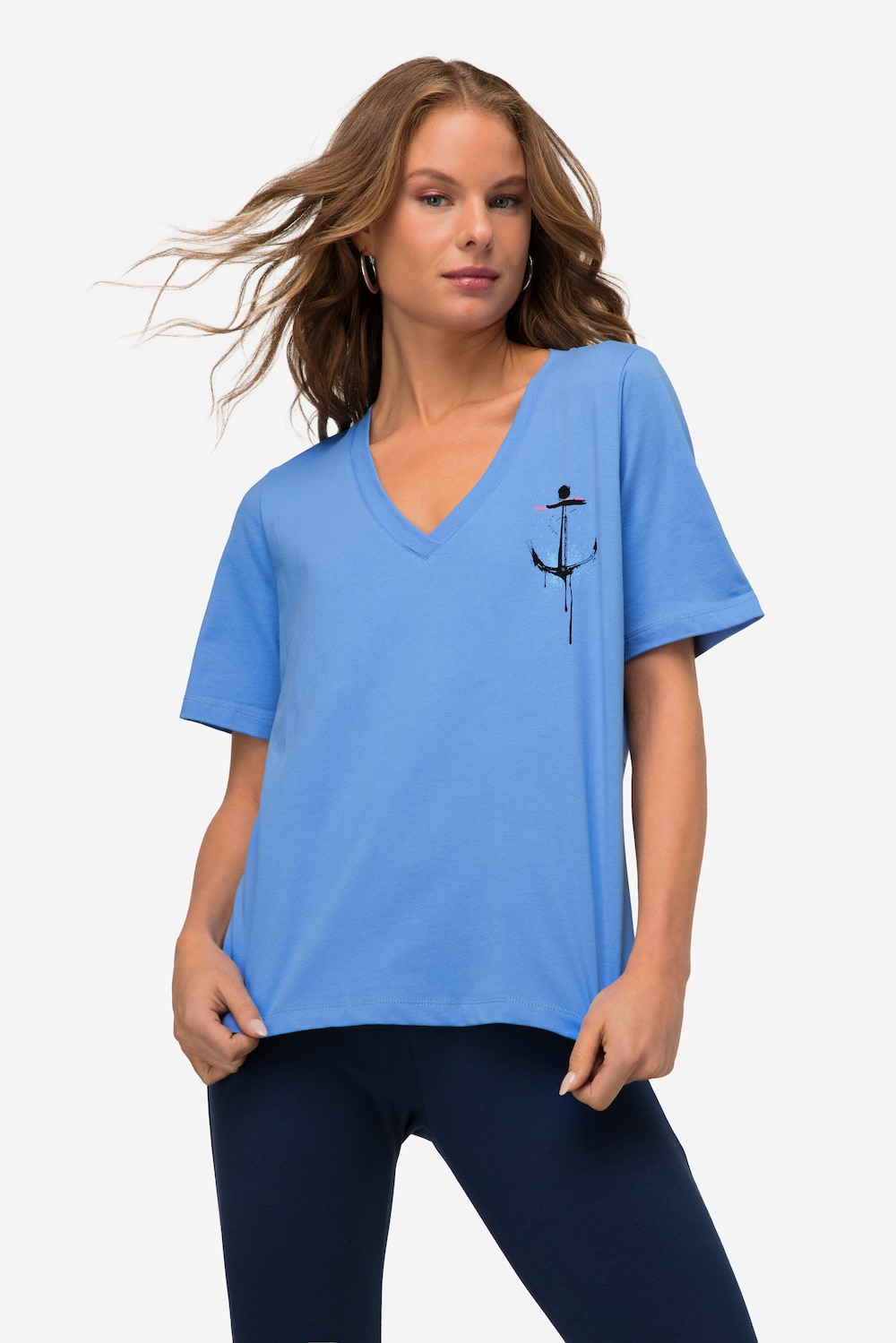 Große Größen T-Shirt, Damen, blau, Größe: M, Baumwolle, LAURASON von LAURASON