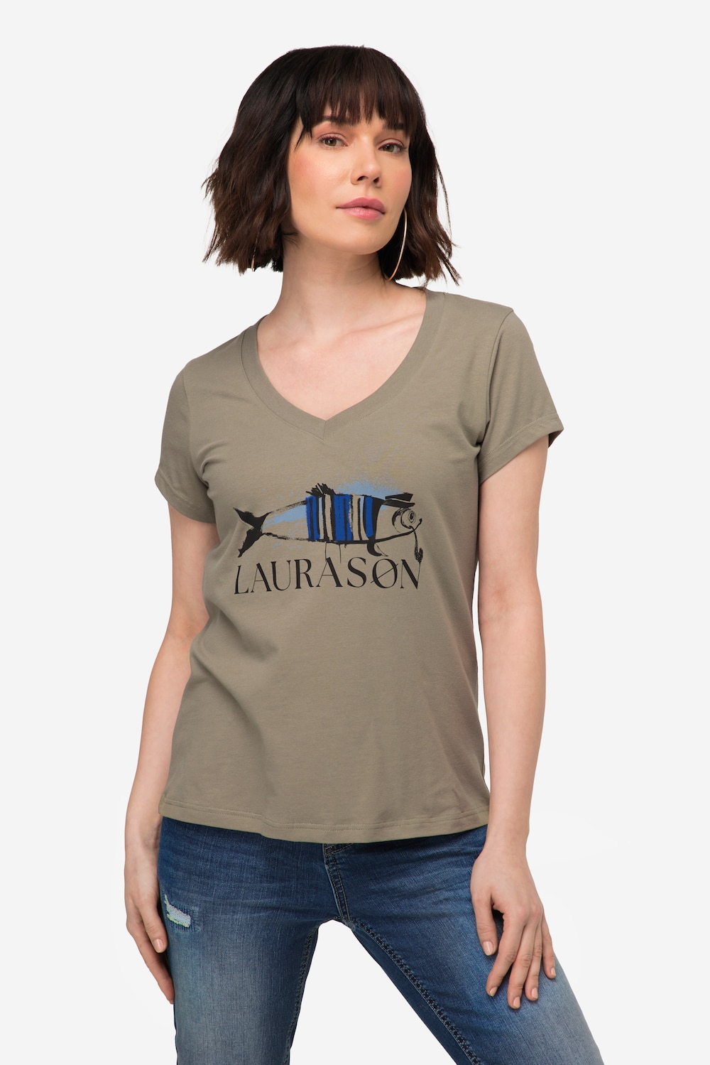 Große Größen T-Shirt, Damen, braun, Größe: M, Baumwolle, LAURASON von LAURASON