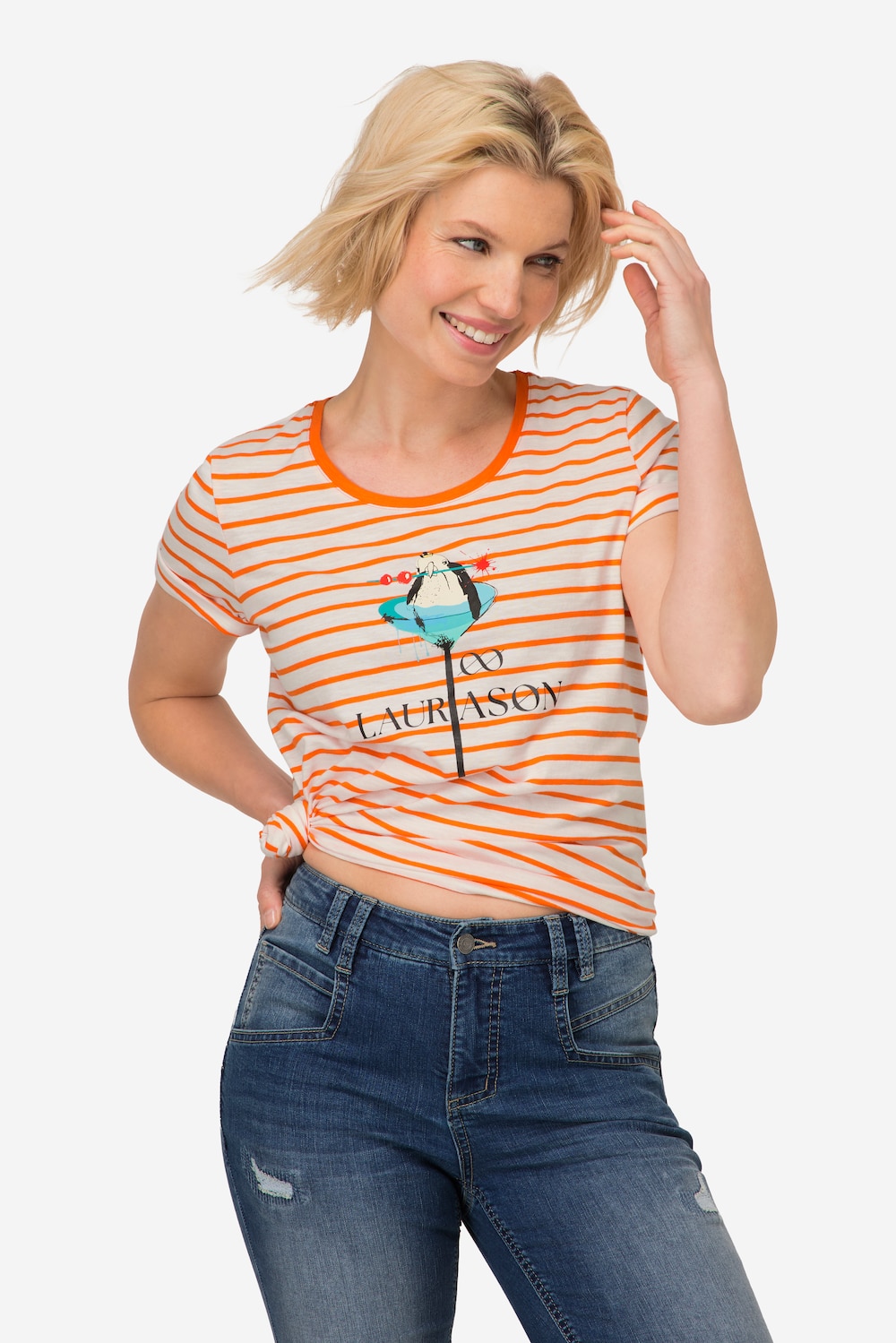 Große Größen T-Shirt, Damen, orange, Größe: M, Baumwolle, LAURASON von LAURASON