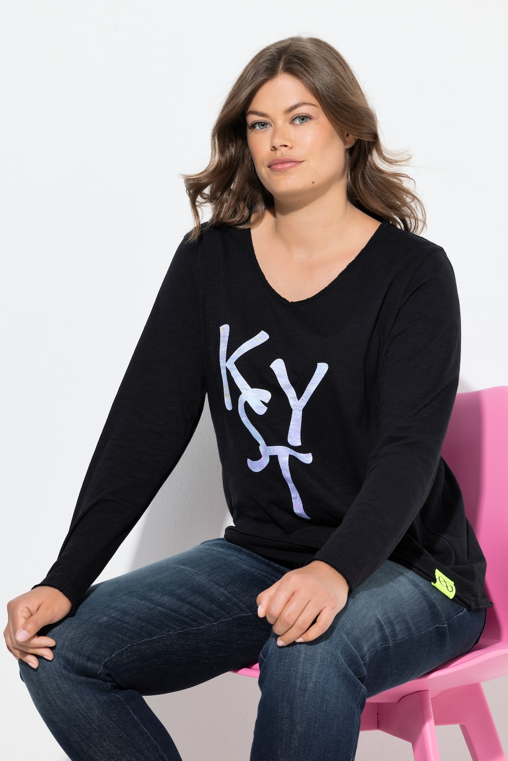 Große Größen T-Shirt, Damen, schwarz, Größe: 40/42, Baumwolle, LAURASON von LAURASON