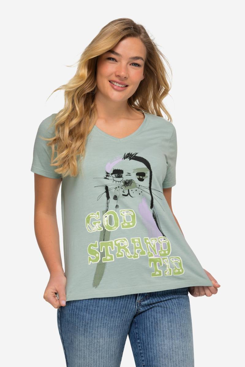 Große Größen T-Shirt. Robbe, Damen, türkis, Größe: M, Baumwolle, LAURASON von LAURASON