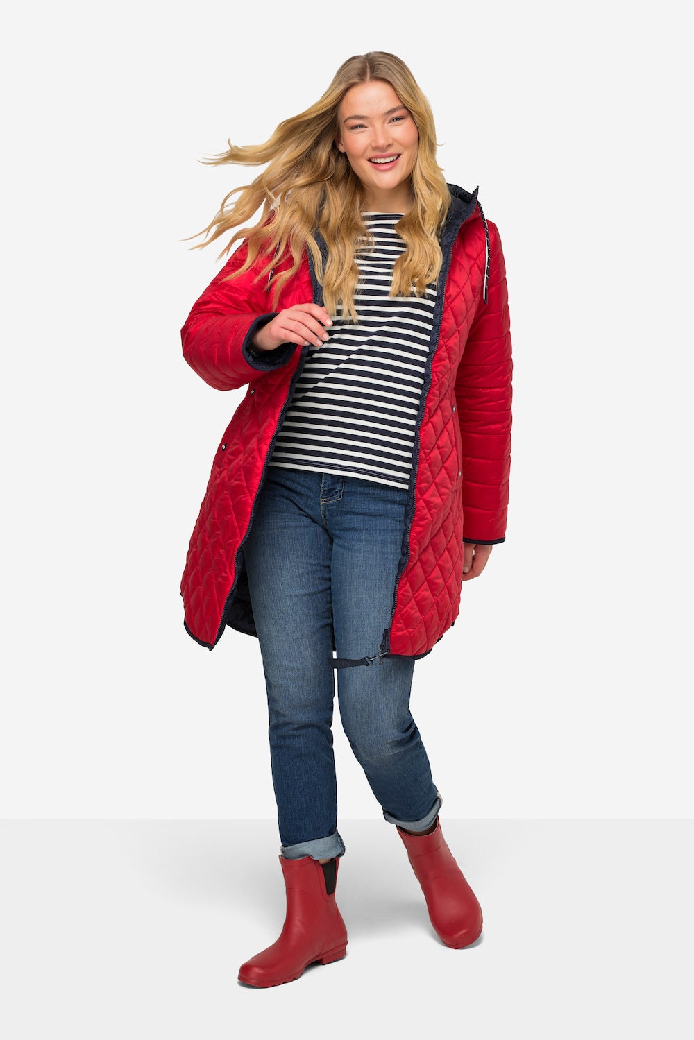 Große Größen Wende-Steppjacke, Damen, rot, Größe: L, Synthetische Fasern, LAURASON von LAURASON