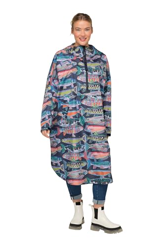 LAURASØN Funktions-Regencape, Unisex, Fische Print, Kapuze royal blau 1Size 826255756-1 von LAURASØN