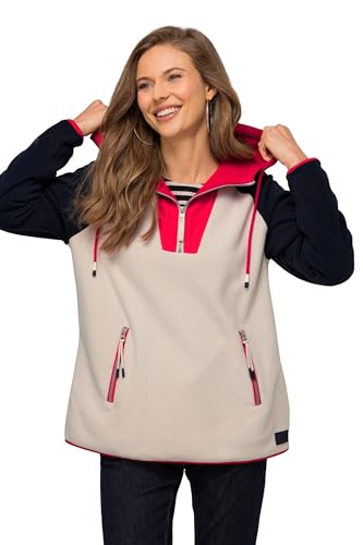 LAURASØN Hoodie, Materialmix mit Fleece, Colorblocking, Kapuze, Langarm, Oeko-TEX Soft Granit L 823679305-L von LAURASØN