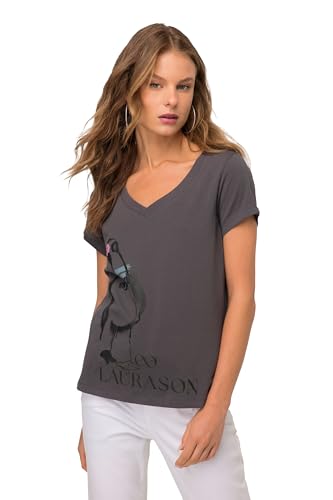 LAURASØN T-Shirt, Möwe, V-Ausschnitt, Halbarm dunkelgrau XL 819439100-XL von LAURASØN