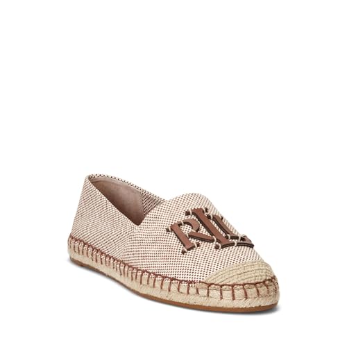 LAUREN Ralph Lauren Cameryn Iii Espadrille für Damen aus Canvas und Leder, Natur/Deep Saddle Tan/Deep Saddle Tan, 40.5 EU von LAUREN Ralph Lauren