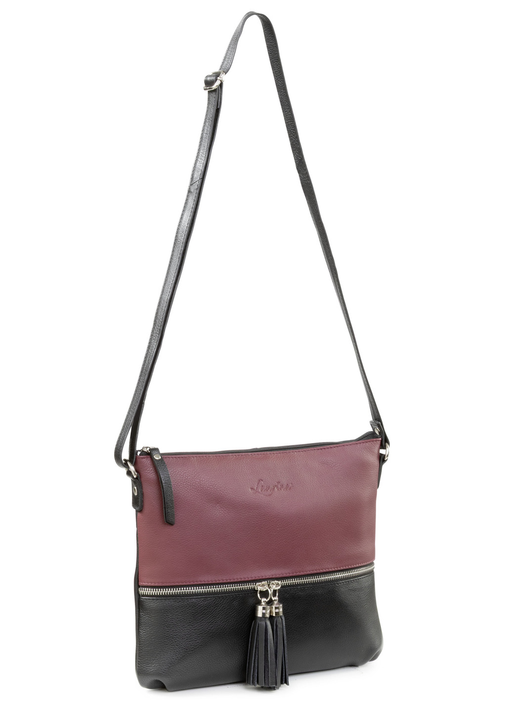 Laurina, Tasche, Damen, mit verstellbarem Umhängeriemen, Schwarz-Bordeaux von LAURINA