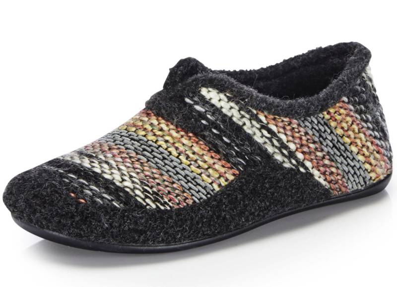 Laurina, bequeme Damen-Hausschuhe, Weite G, mit herausnehmbarem Fußbett, Anthrazit-Bunt, Größe 40 Laurina, bequeme Damen-Hausschuhe, Weite G, mit herausnehmbarem Fußbett, Anthrazit-Bunt, Größe 40 von LAURINA