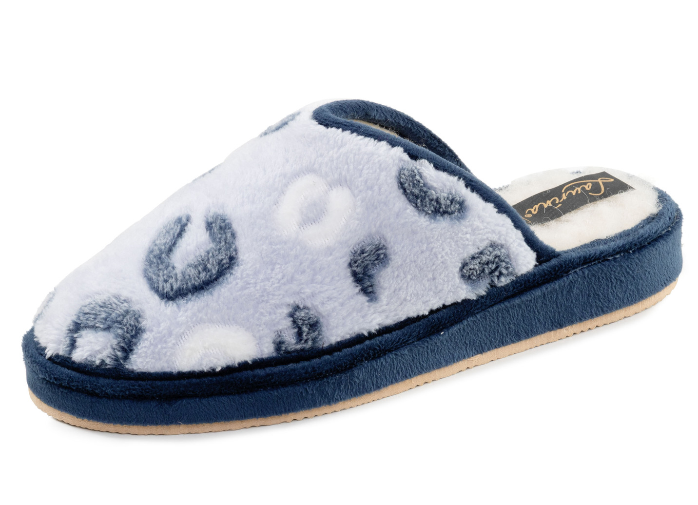 Laurina, gefütterte Damen-Hausschuhe, mit Schurwolle, Blau, Größe 37 von LAURINA