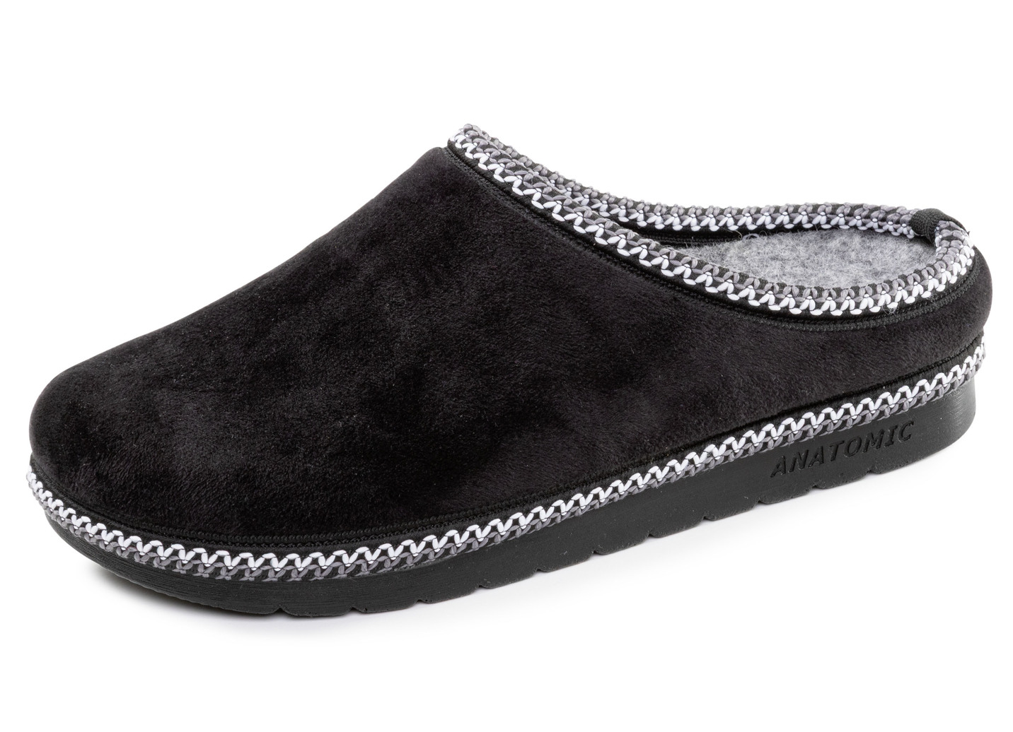 Laurina, klassische Damen-Hausschuhe, Weite G, mit gemusterter Bordüre, Schwarz, Größe 42 von LAURINA