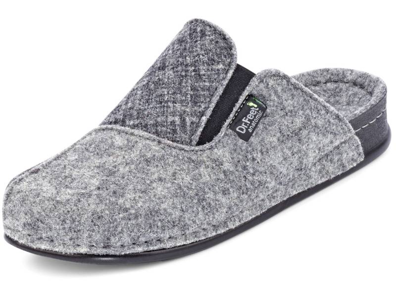 Laurina, klassische Damen-Hausschuhe, Weite H, mit Gummizug, Grau, Größe 37 von LAURINA