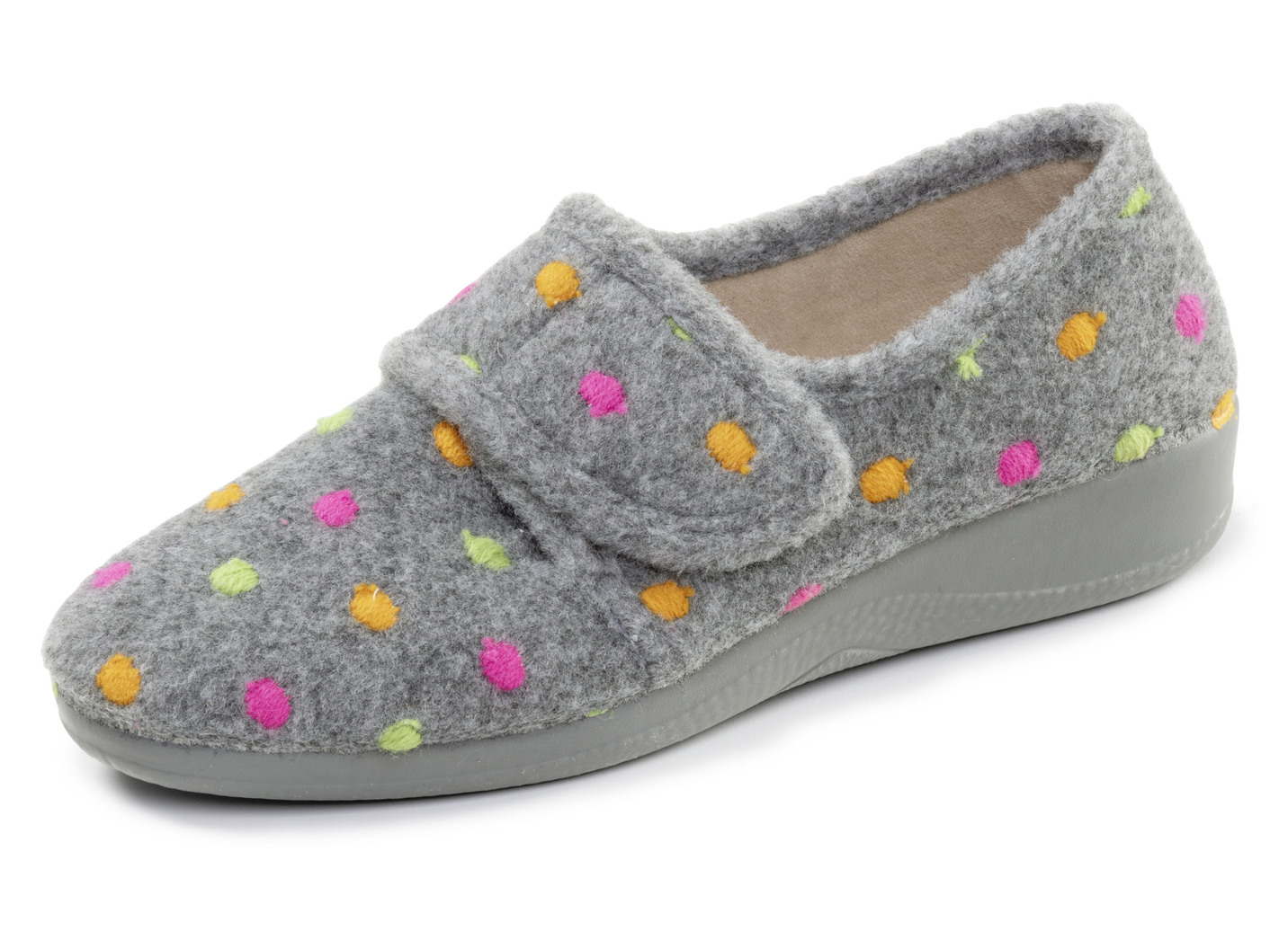 Laurina, klassische Damen-Hausschuhe, mit Klettverschluss, Grau, Größe 39 von LAURINA