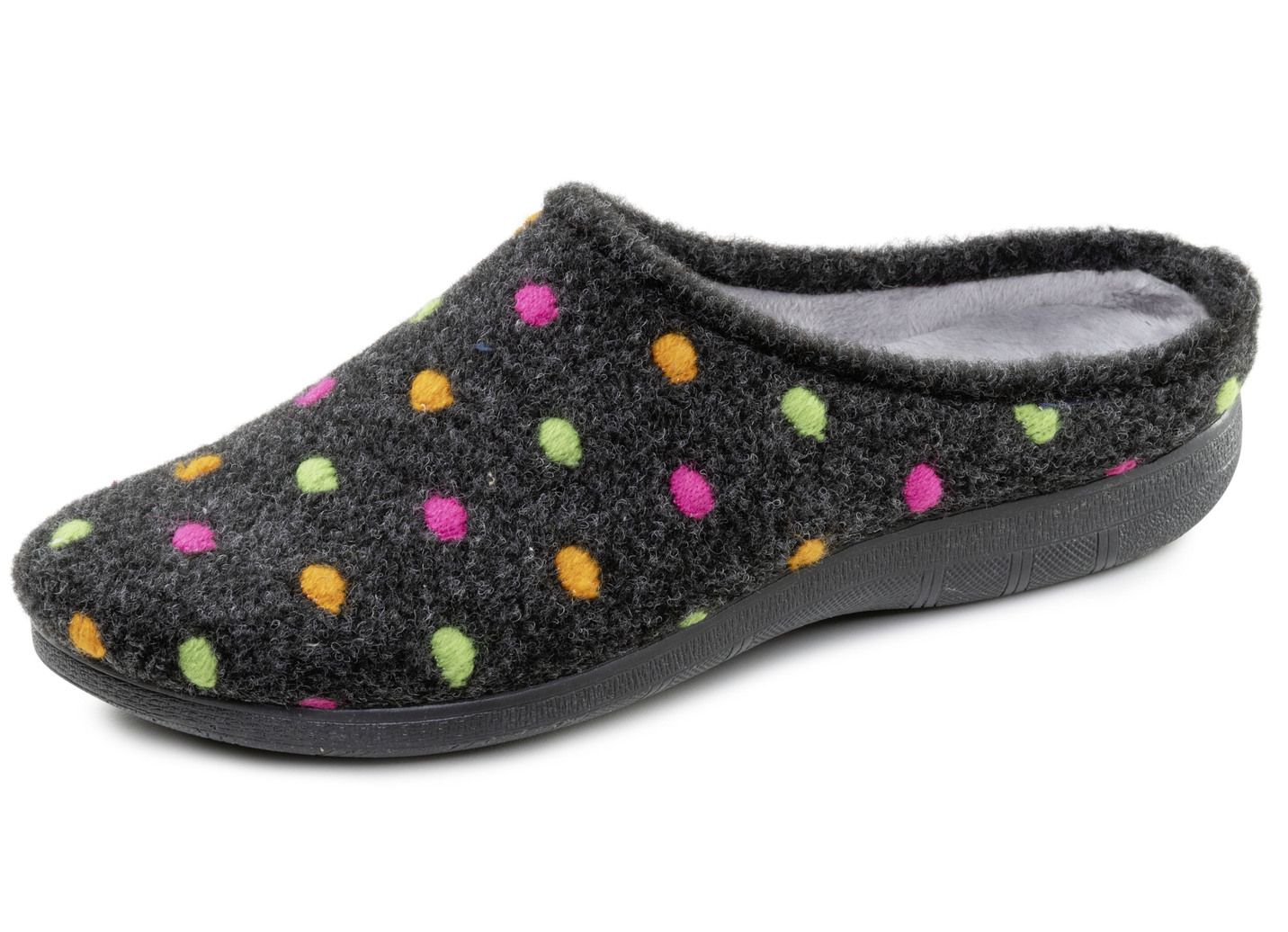 Laurina, klassische Damen-Hausschuhe, mit Pünktchen-Stickerei, Anthrazit, Größe 40 von LAURINA