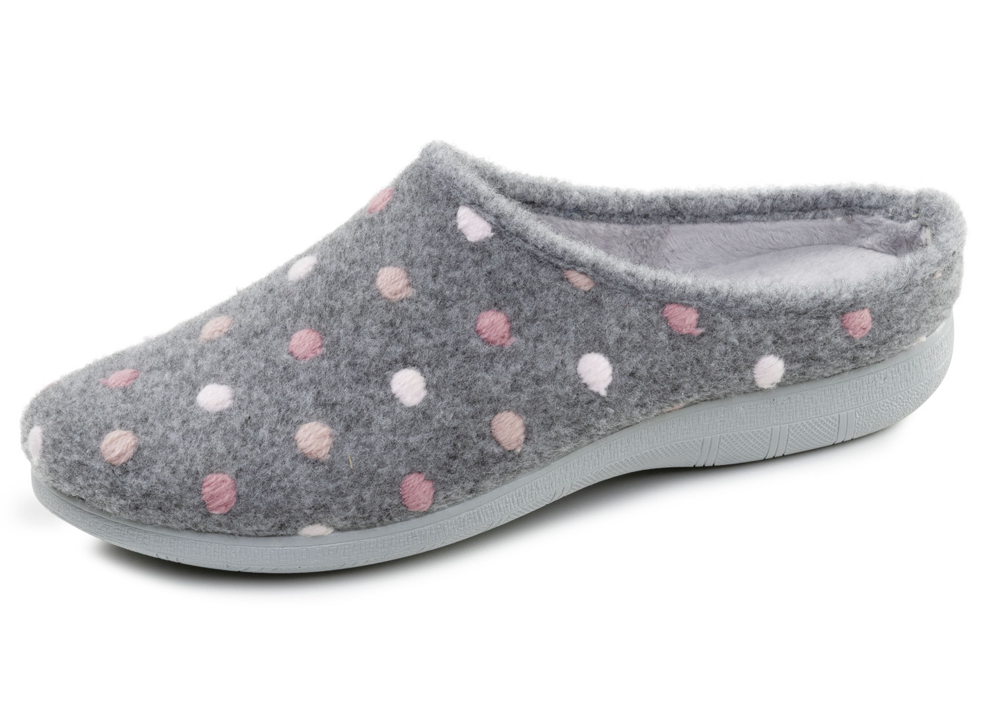 Laurina, klassische Damen-Hausschuhe, mit Pünktchen-Stickerei, Grau, Größe 36 von LAURINA