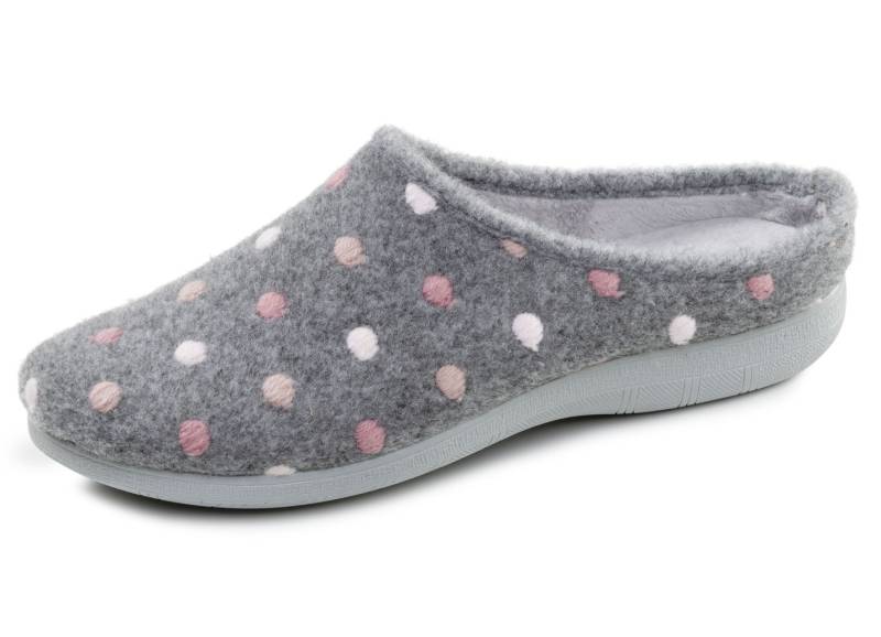 Laurina, klassische Damen-Hausschuhe, mit Pünktchen-Stickerei, Grau, Größe 36 Laurina, klassische Damen-Hausschuhe, mit Pünktchen-Stickerei, Grau, Größe 36 von LAURINA