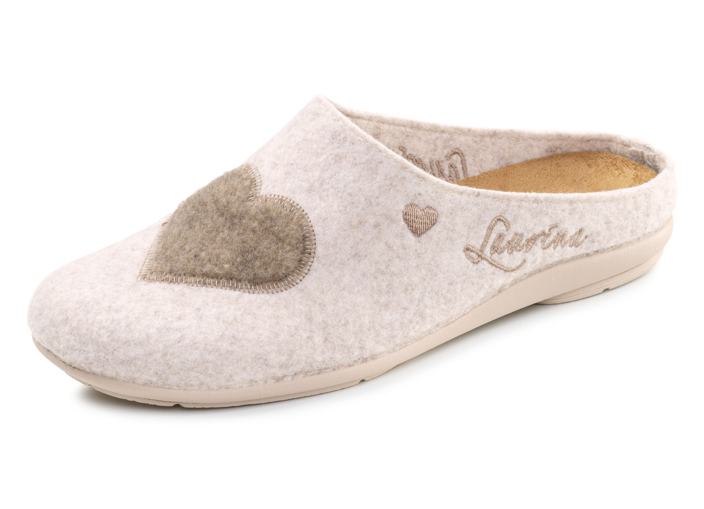 Laurina, klassische Damen-Hausschuhe, mit herausnehmbarem Fußbett, Beige, Größe 36 von LAURINA