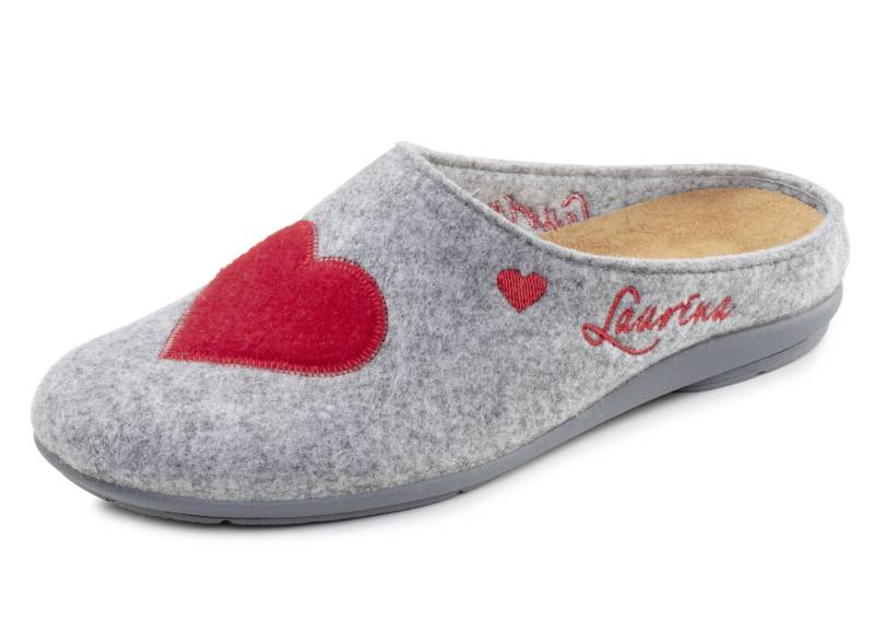 Laurina, klassische Damen-Hausschuhe, mit herausnehmbarem Fußbett, Grau, Größe 37 von LAURINA