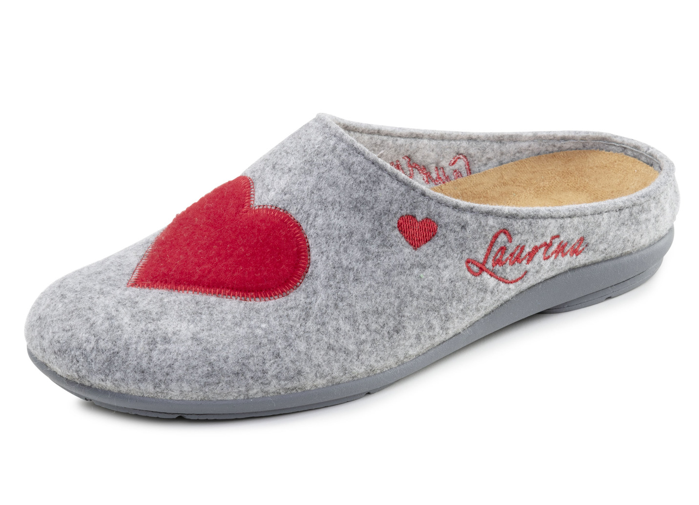 Laurina, klassische Damen-Hausschuhe, mit herausnehmbarem Fußbett, Grau, Größe 41 von LAURINA