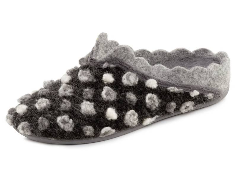 Laurina, klassische Damen-Hausschuhe, mit herausnehmbarem Fußbett, Grau-Weiss, Größe 36 von LAURINA