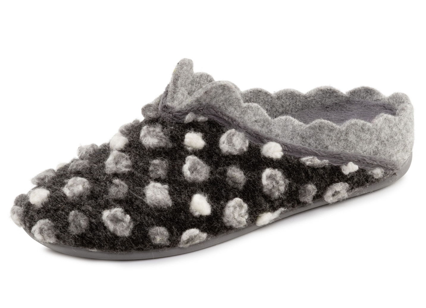 Laurina, klassische Damen-Hausschuhe, mit herausnehmbarem Fußbett, Grau-Weiss, Größe 39 von LAURINA