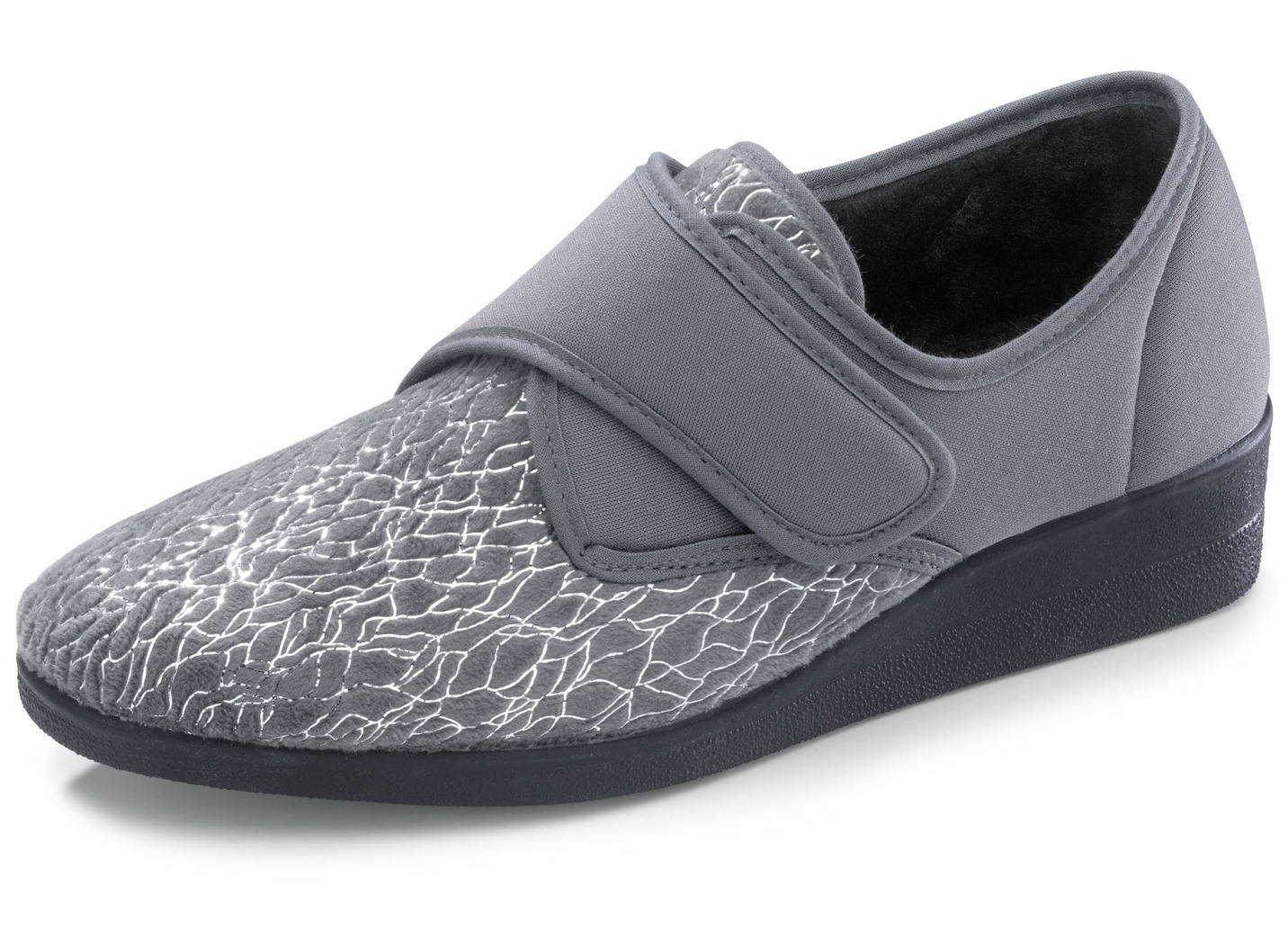 Laurina, klassische Damen-Klettschuhe, mit elastischem Samt, Grau, Größe 42 von LAURINA