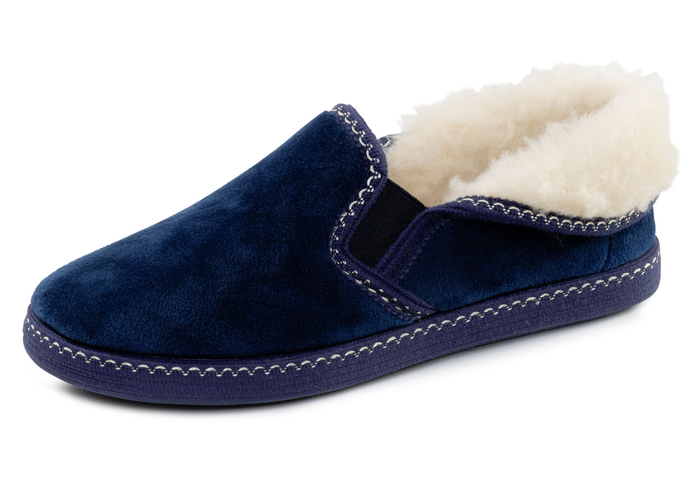 Laurina, warme Damen-Hausschuhe, mit Gummizug, Marine, Größe 42 von LAURINA