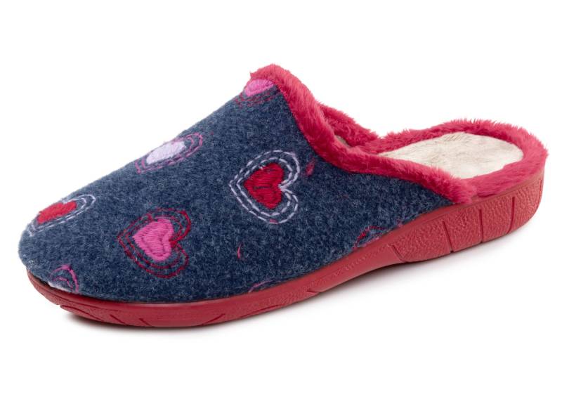 Laurina, warme Damen-Hausschuhe, mit Plüsch, Blau-Rot, Größe 41 Laurina, warme Damen-Hausschuhe, mit Plüsch, Blau-Rot, Größe 41 von LAURINA
