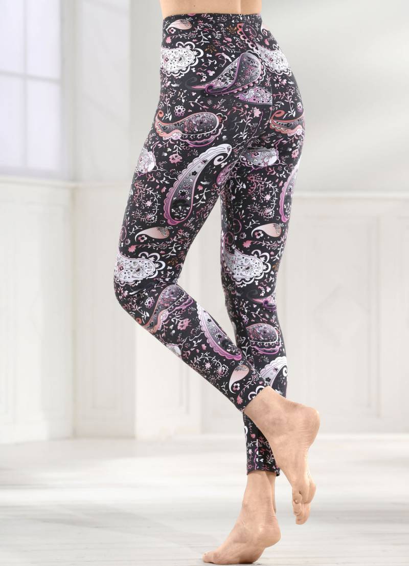 Laurina Leggings mit Digitaldruck, Schwarz-Rosé-Bunt, Größe M Laurina Leggings mit Digitaldruck, Schwarz-Rosé-Bunt, Größe M von LAURINA
