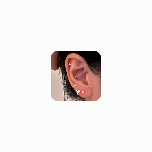8 Stück Piercing Ohr Silber Set Chirurgenstahl Ohrringe für Damen Niedlich Schleife Perlen Zirkonia Ohrringe Ohrstecker Helix Tragus Piercing für Mehrere Piercings 8 Stück Piercing Ohr Silber Set Chirurgenstahl Ohrringe für Damen Niedlich Schleife Perlen Zirkonia Ohrringe Ohrstecker Helix Tragus Piercing für Mehrere Piercings von LAURITAMI
