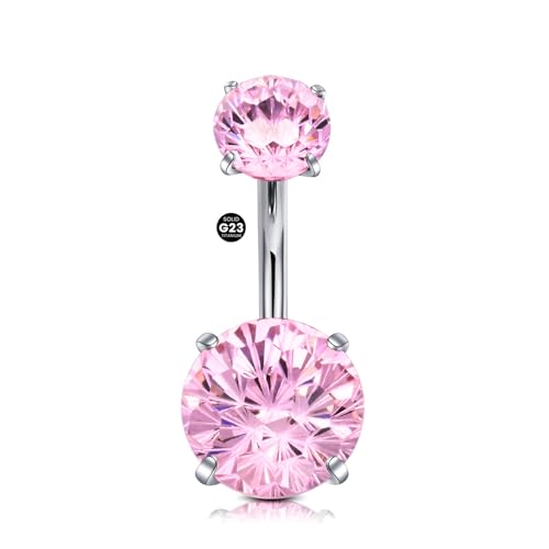 LAURITAMI 14G Bauchnabelpiercing Titan,8mm 10mm 12mm Feuerwerk Zirkon Titan Bauchnabelpiercing Ring Silber,1 Stück Piercing Bauchnabel Barbell Bijoux Ringe Frau Mann Geschenk Schmuck von LAURITAMI
