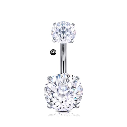 LAURITAMI 14G Bauchnabelpiercing Titan,8mm 10mm 12mm Feuerwerk Zirkon Titan Bauchnabelpiercing Ring Silber,1 Stück Piercing Bauchnabel Barbell Bijoux Ringe Frau Mann Geschenk Schmuck von LAURITAMI