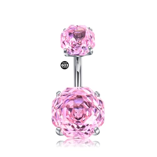 LAURITAMI 14G Bauchnabelpiercing Titan,8mm 10mm 12mm Rosen Zirkon Titan Bauchnabelpiercing Ring Silber,1 Stück Piercing Bauchnabel Barbell Bijoux Ringe Frau Mann Geschenk Schmuck von LAURITAMI